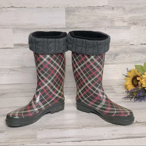 Western Chief Charcoal Villa Plaid Rain Boots - Picture 6 of 11